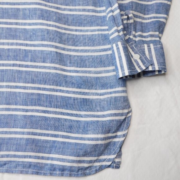 Garnet Hill Linen Long Sleeve Tunic | Blue & White Stripe | Sailor | EUC | Large - Picture 7 of 11